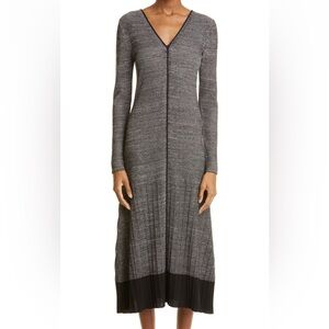 Partow Black Isla Long Sleeve Silk & Cotton Midi Dress Size M Featured in Vogue